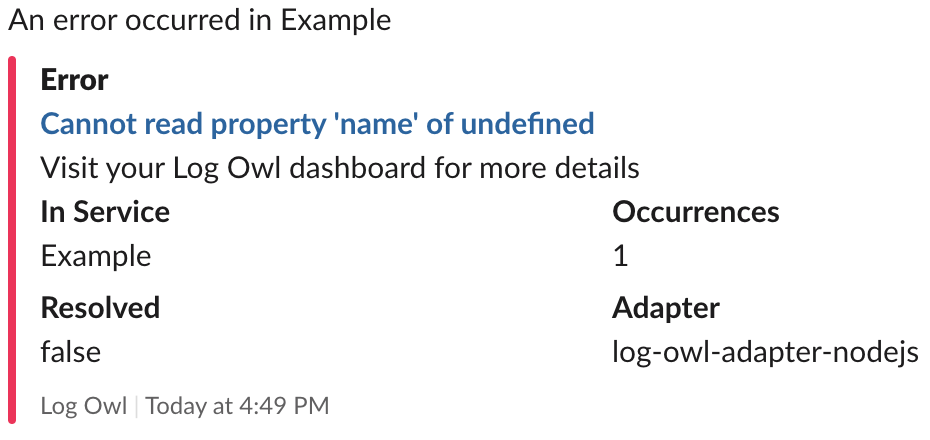 log owl slack alert